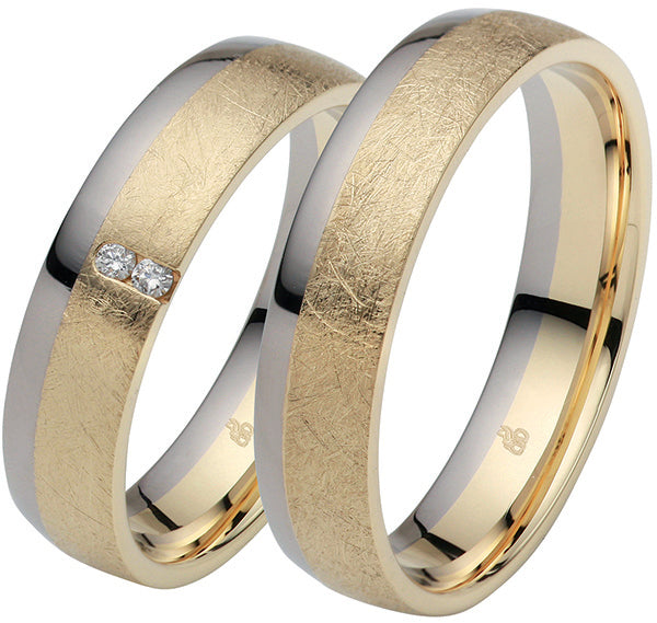 Ring Gold Weißgold Gelbgold 585 Ehering deals Bicolor mit Brillant 51