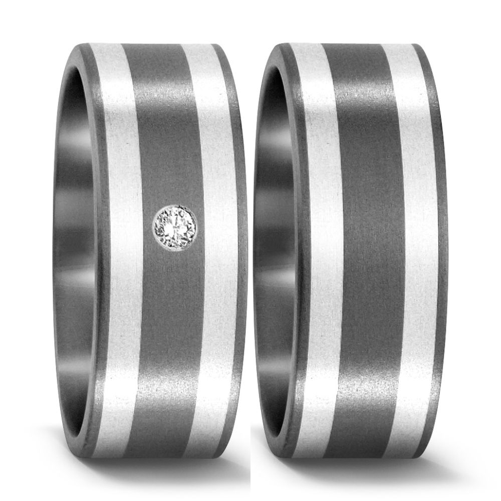 TitanFactory Titan-Silber Trauringe/Eheringe 50978/002/002/9202-50978/002/000/9202